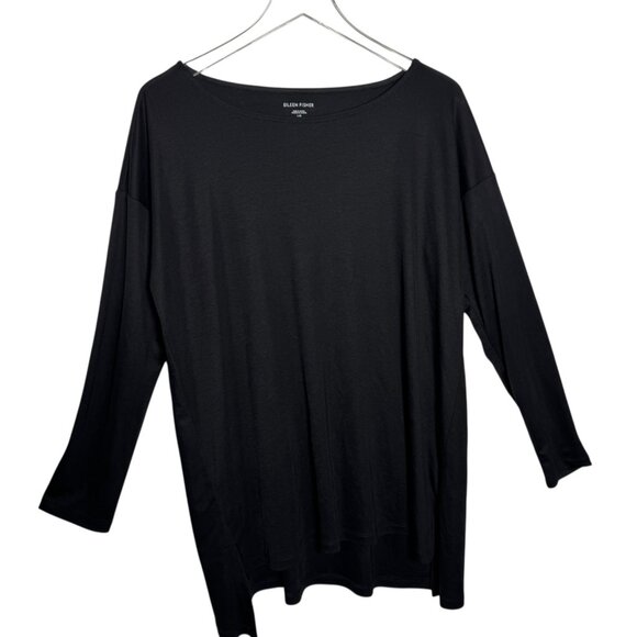Eileen Fisher System Size Large Tencel Ballet Neck Boxy tunic top Size Large - Picture 1 of 8